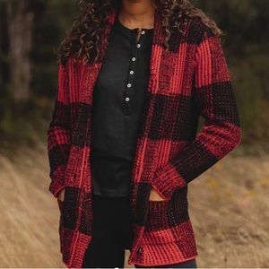 NWT. Buffalo Plaid Cardigan Sweater. Flannel. Red and Black.